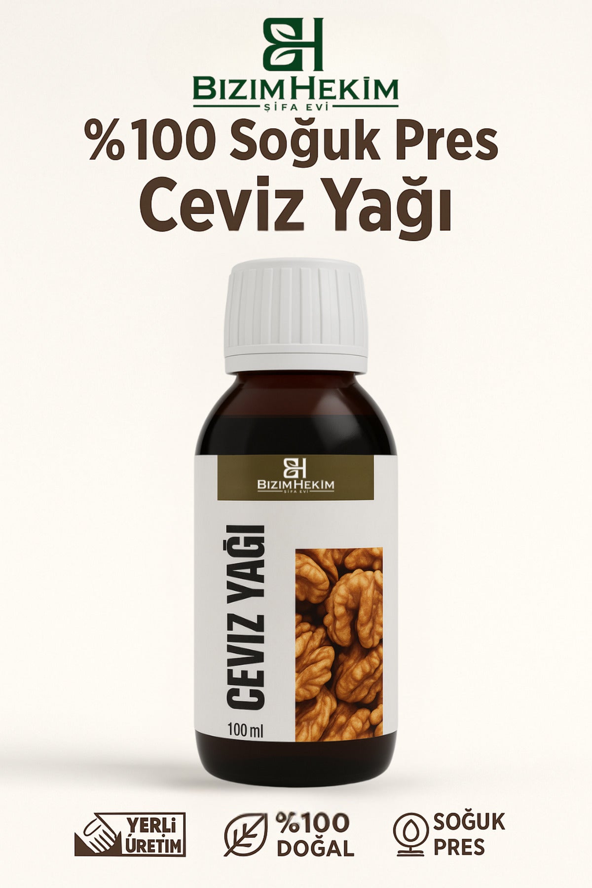 Ceviz Yağı 100 ml | %100 Doğal Soğuk Pres – Dahili & Harici Kullanım