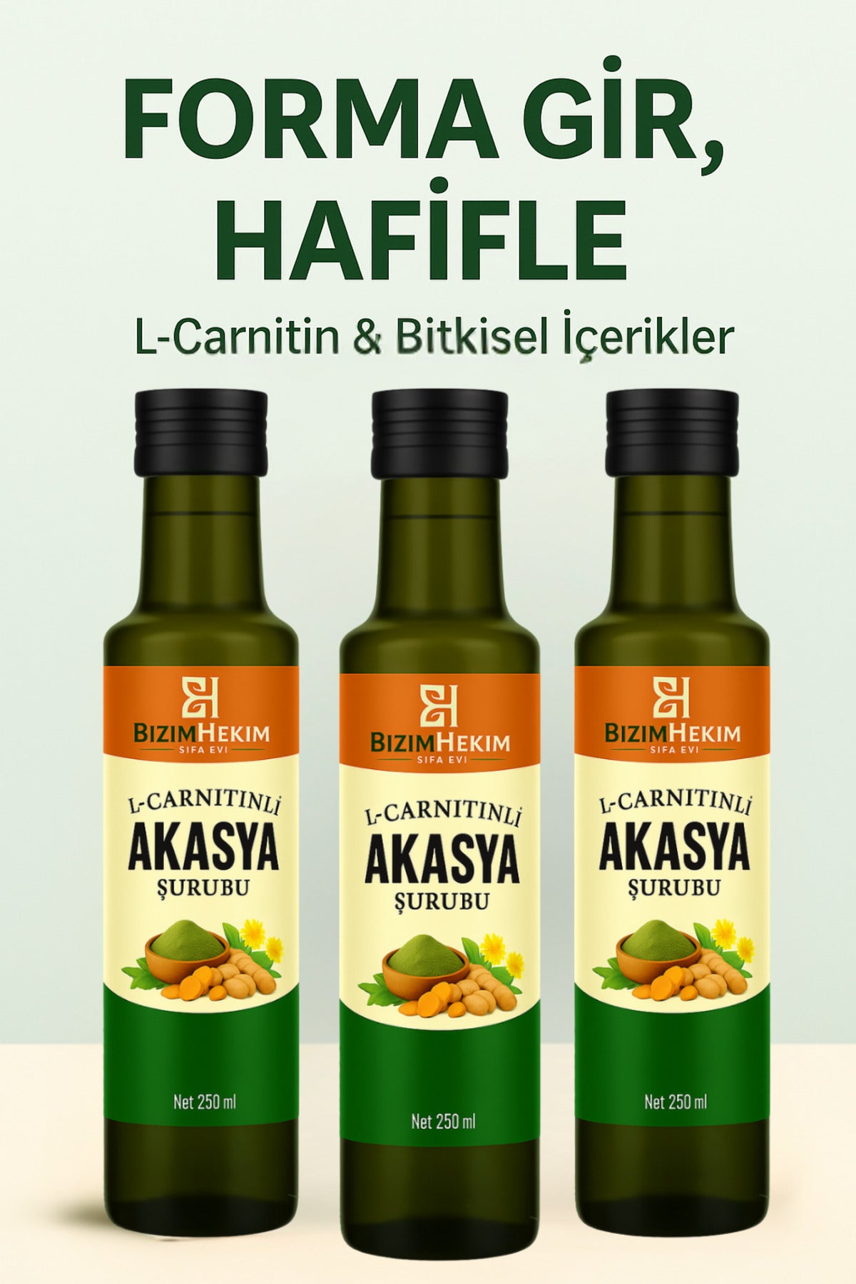Detox Form Şurubu – L-carnitin & Matcha Akasya Gamı | Yağ Metabolizmasını Destekler 250 ml (3 ADET)