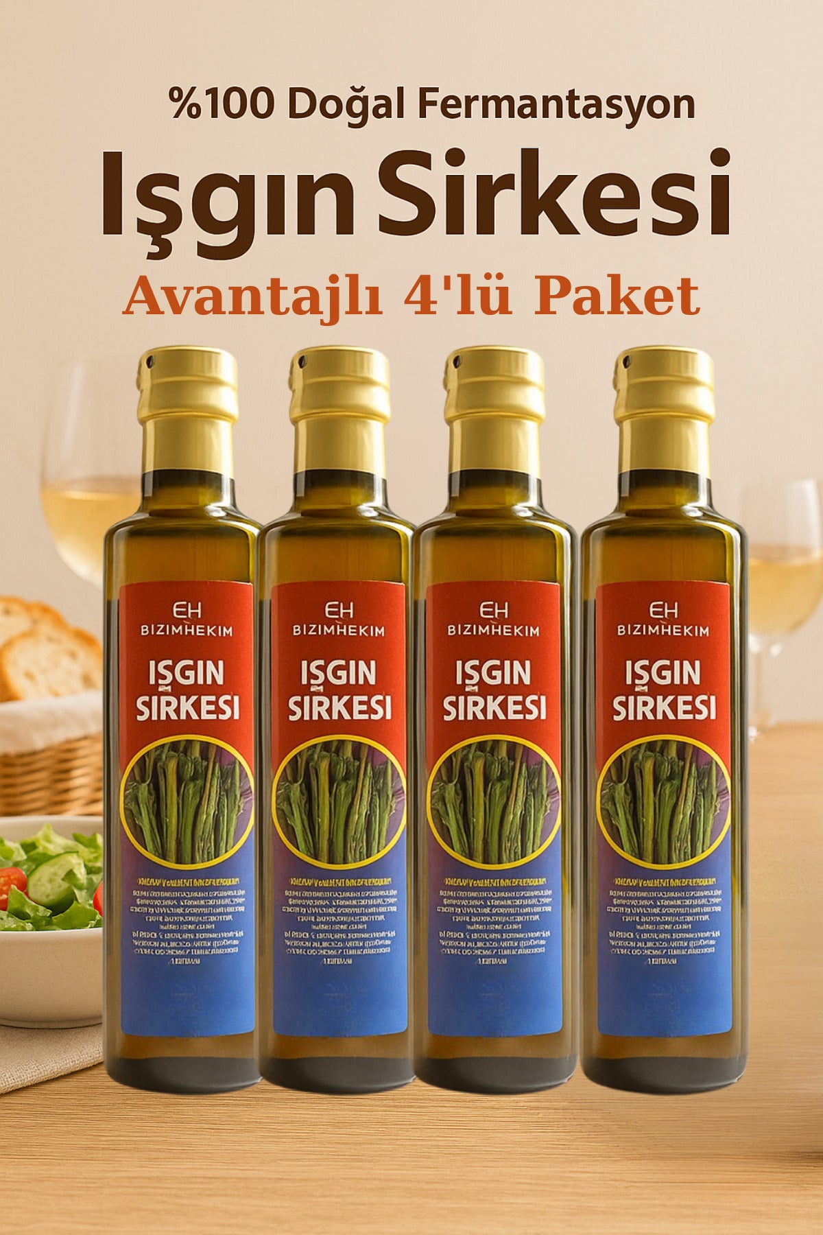 %100 Doğal Fermantasyon Işkın Sirkesi, Işgın Sirkesi, Işgın Vinegar, Rheum Ribes 4X500 ml.