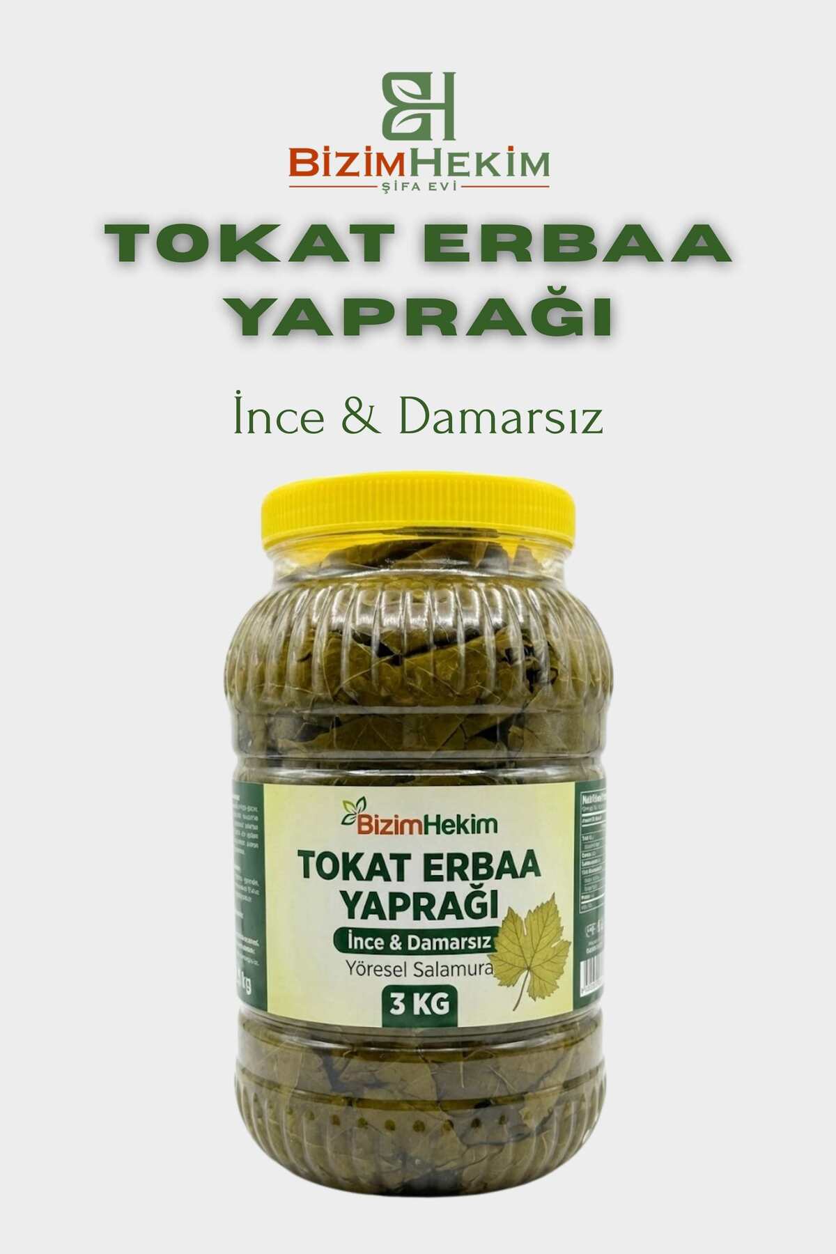 Tokat Erbaa Yaprağı İnce & Damarsız Yöresel Salamura 3 KG