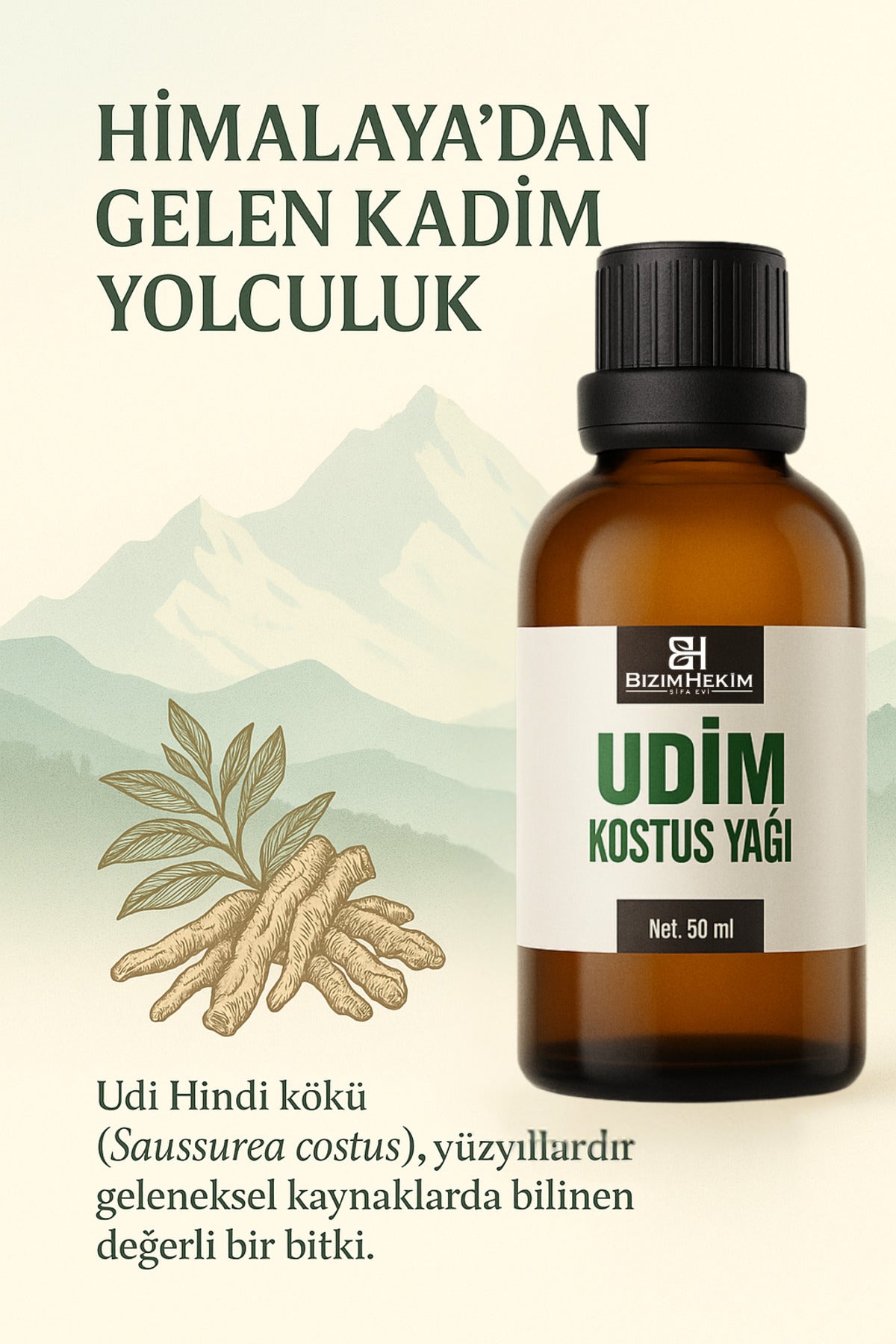 UDİM Udi Hindi (Kostus) Yağı 50 ml – Çörekotu Yağı Emilimli, %100 Doğal & Katkısız
