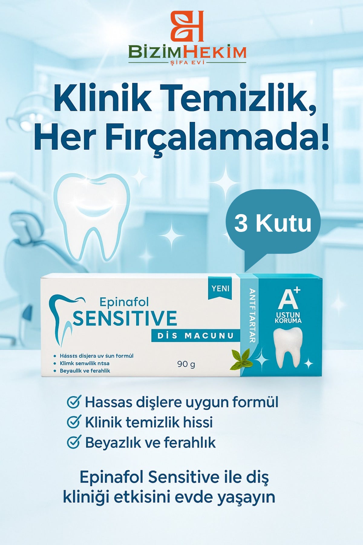 Anti-Tartar Hassas Diş Macunu 90g x 3 Adet (Toplam 270g)