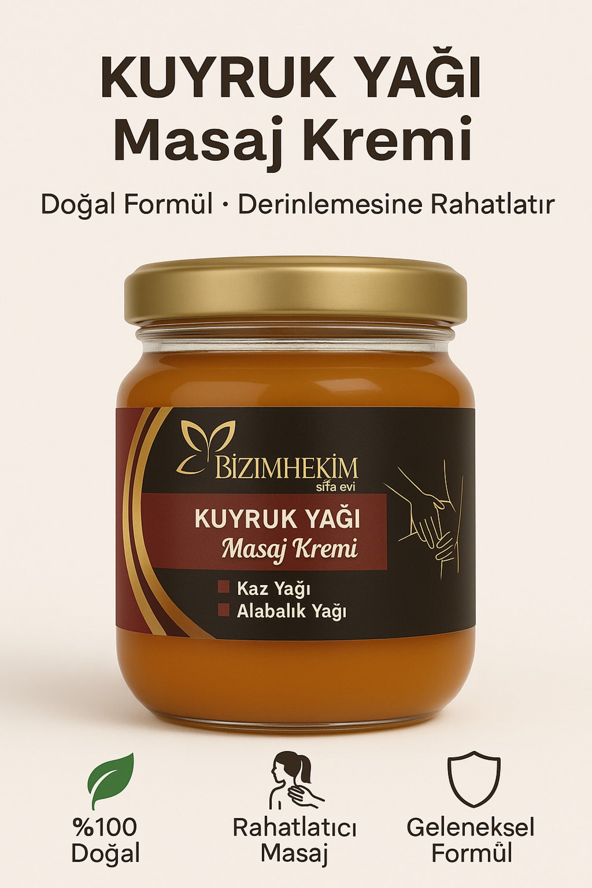 Kuyruk Yağı Kremi 240gr Cam Kavanoz %100 Doğal Güçlendirilmiş Özel Ibn-i Sina Formülü