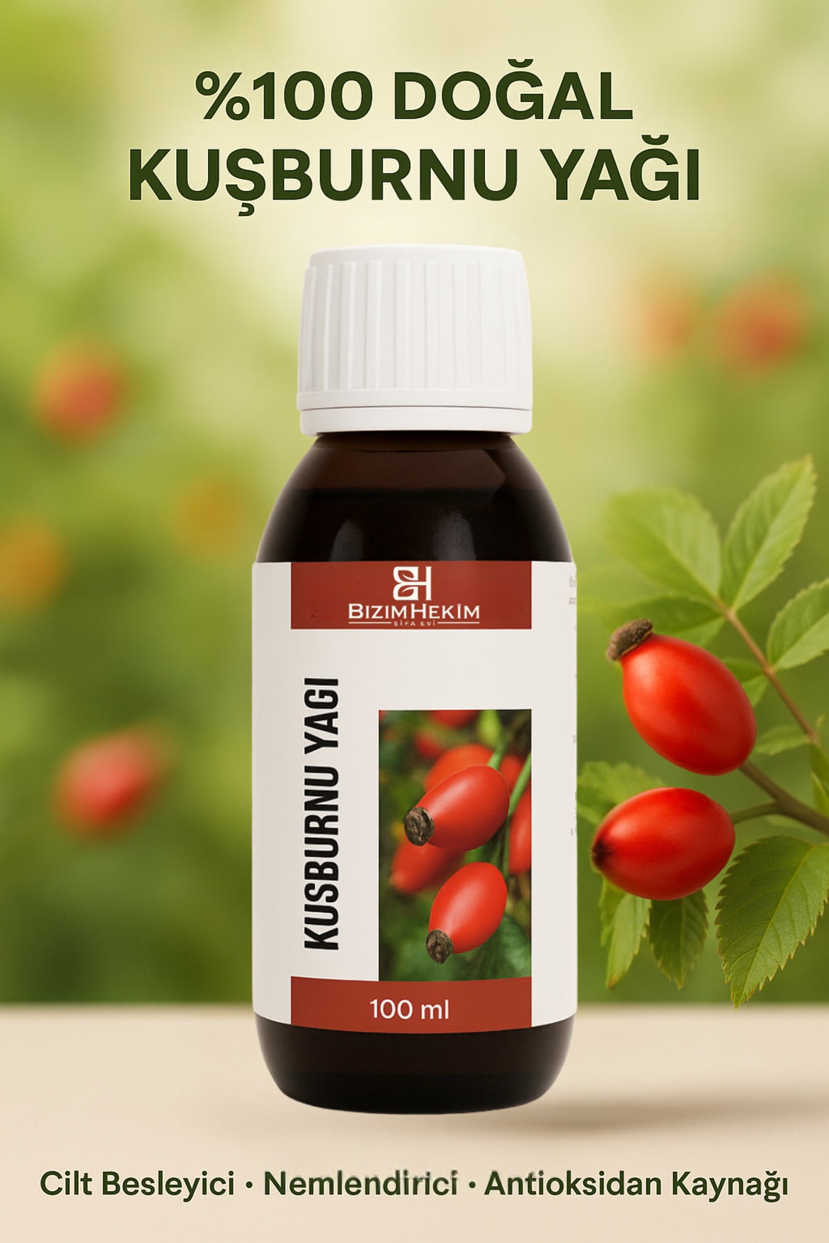Kuşburnu Yağı 100 ml | %100 Doğal Soğuk Pres | Leke Karşıtı – Cilt Bakımı – Nemlendirici