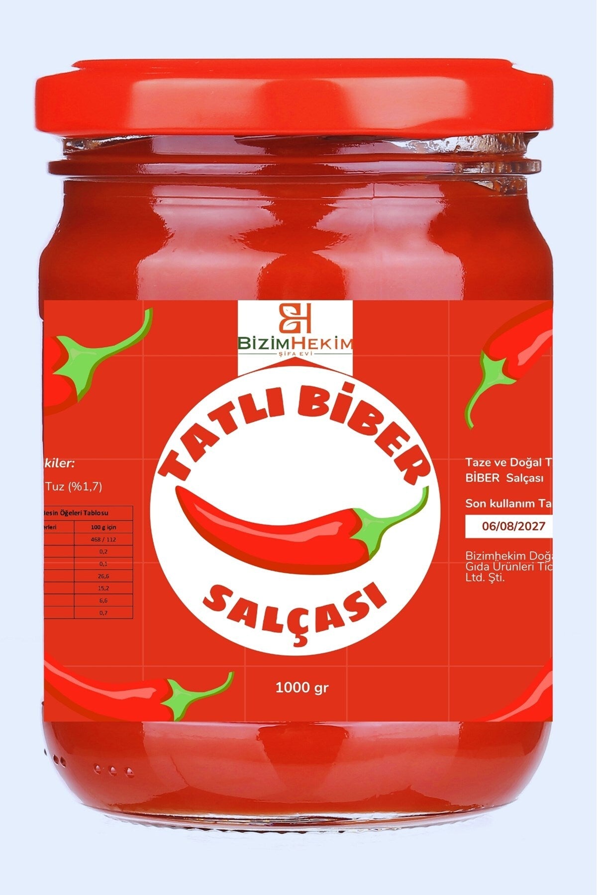 Tatlı Biber Salçası %100 Doğal Katkısız Koruyucusuz Gün Kurusu 1000 gr (Cam Kavanoz)