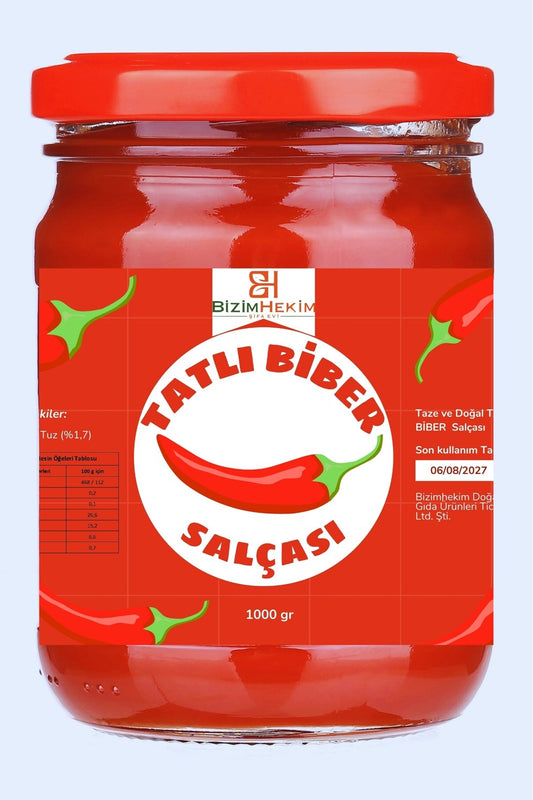 Tatlı Biber Salçası %100 Doğal Katkısız Koruyucusuz Gün Kurusu 1000 gr (Cam Kavanoz)