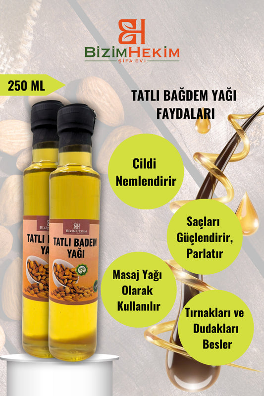 Tatlı Badem Yağı 250 ml Tatlı Badem Bakım Yağı %100 Saf Ve Doğal Soğuk Sıkım
