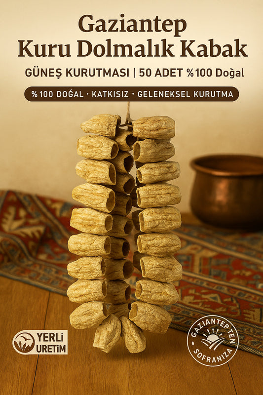 Gaziantep Kuru Dolmalık Kabak 50 Adet | %100 Doğal Güneş Kurutması