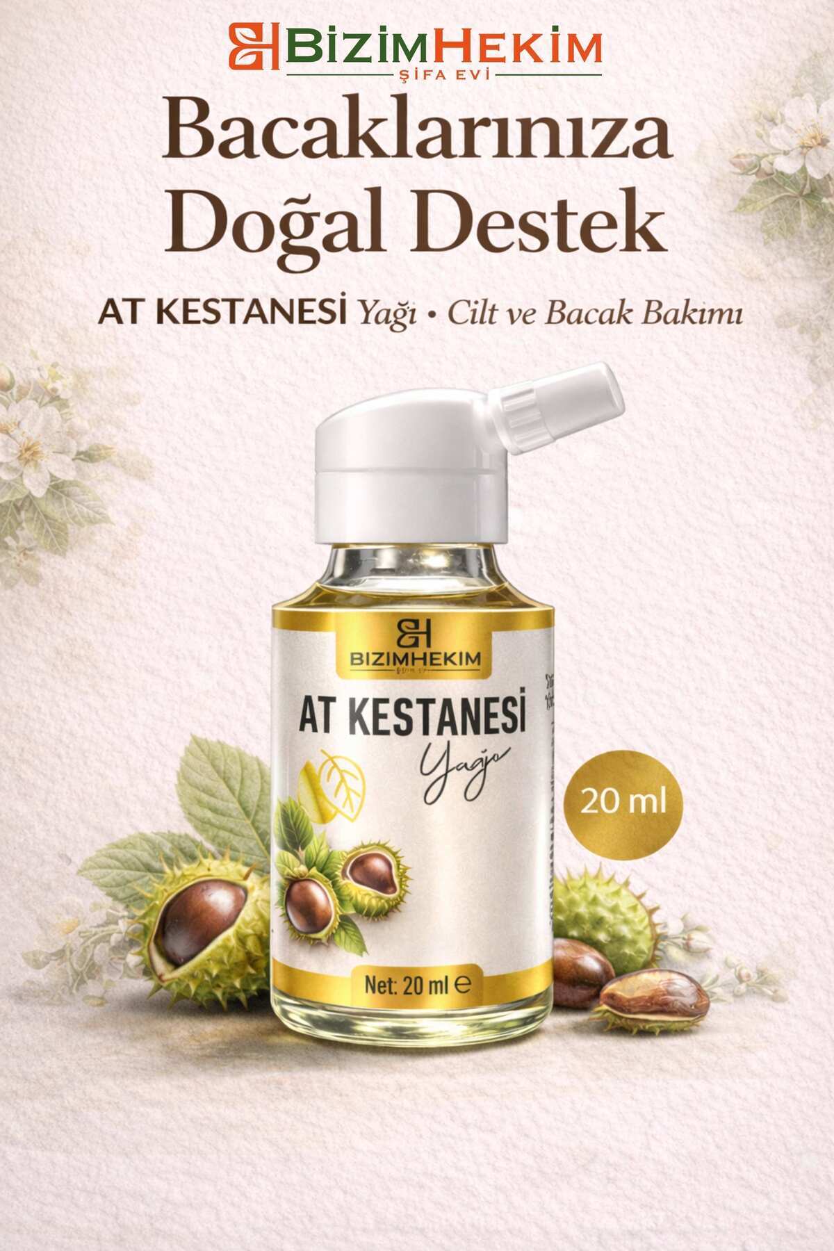 BizimHekim At Kestanesi Yağı 20 ml Cilt & Bacak Bakım Yağı
