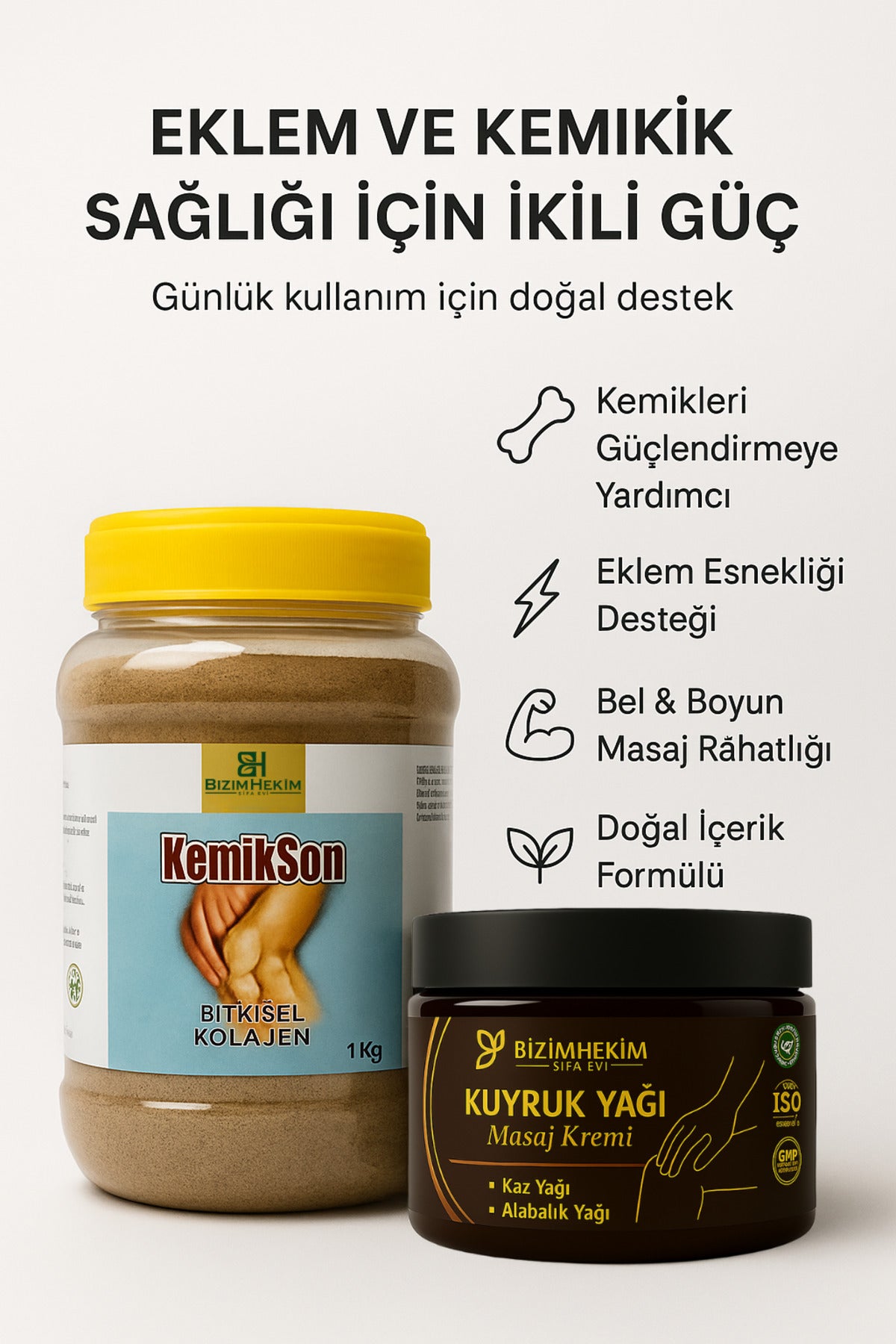 Toz bitkisel karışım 1 kg ve Kuyruk yağı masaj kremi 350 ml ikili set