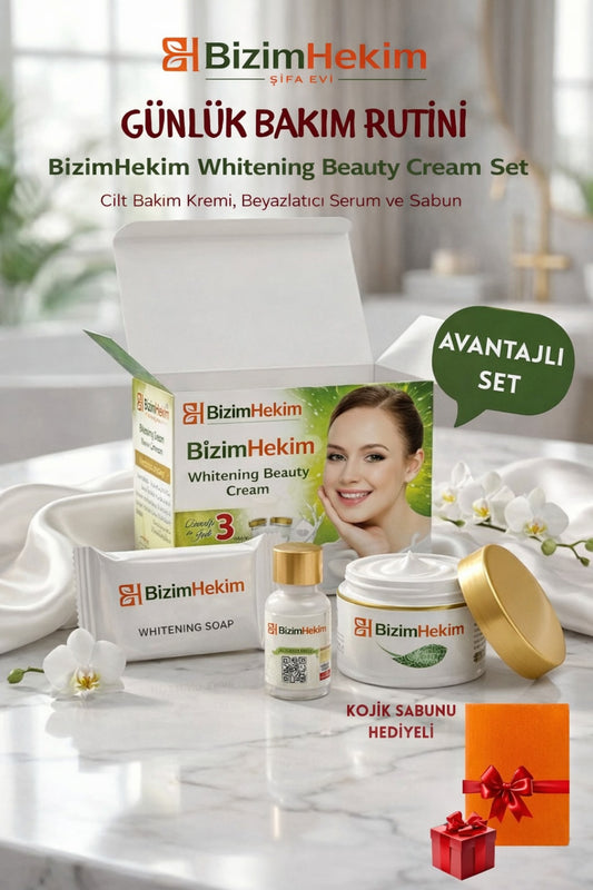Bizimhekim Beyazlatma güzellik kremi ile SERUM ve sabun 3 LÜ SET