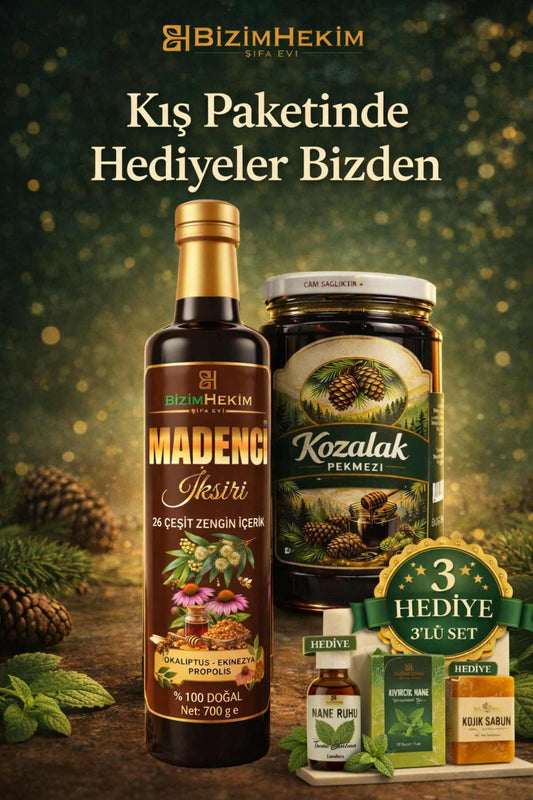 Kışa Doğal Destek Paketi Madenci İksiri & Kozalak Pekmezi + 3 Hediye