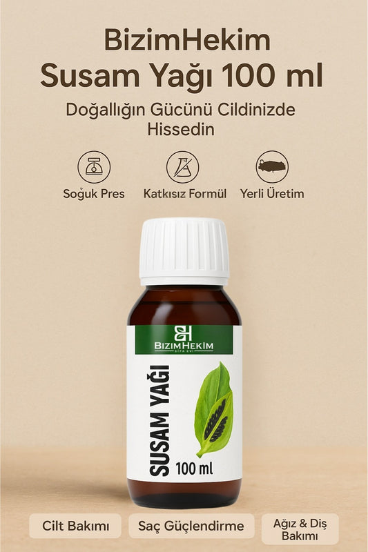 Susam Yağı 100 ml – Soğuk Pres %100 Doğal Yağ | Cilt, Saç, Ağız Bakımı