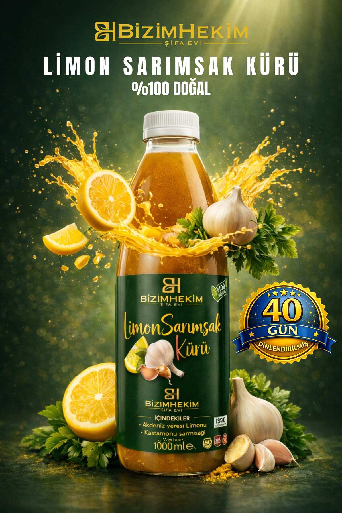 Limon Sarımsak Kürü El Yapımı %100 Doğal Katkısız 1000 ml Sağlıklı Pvc Şişe 40 gün dinlendirilmiştir