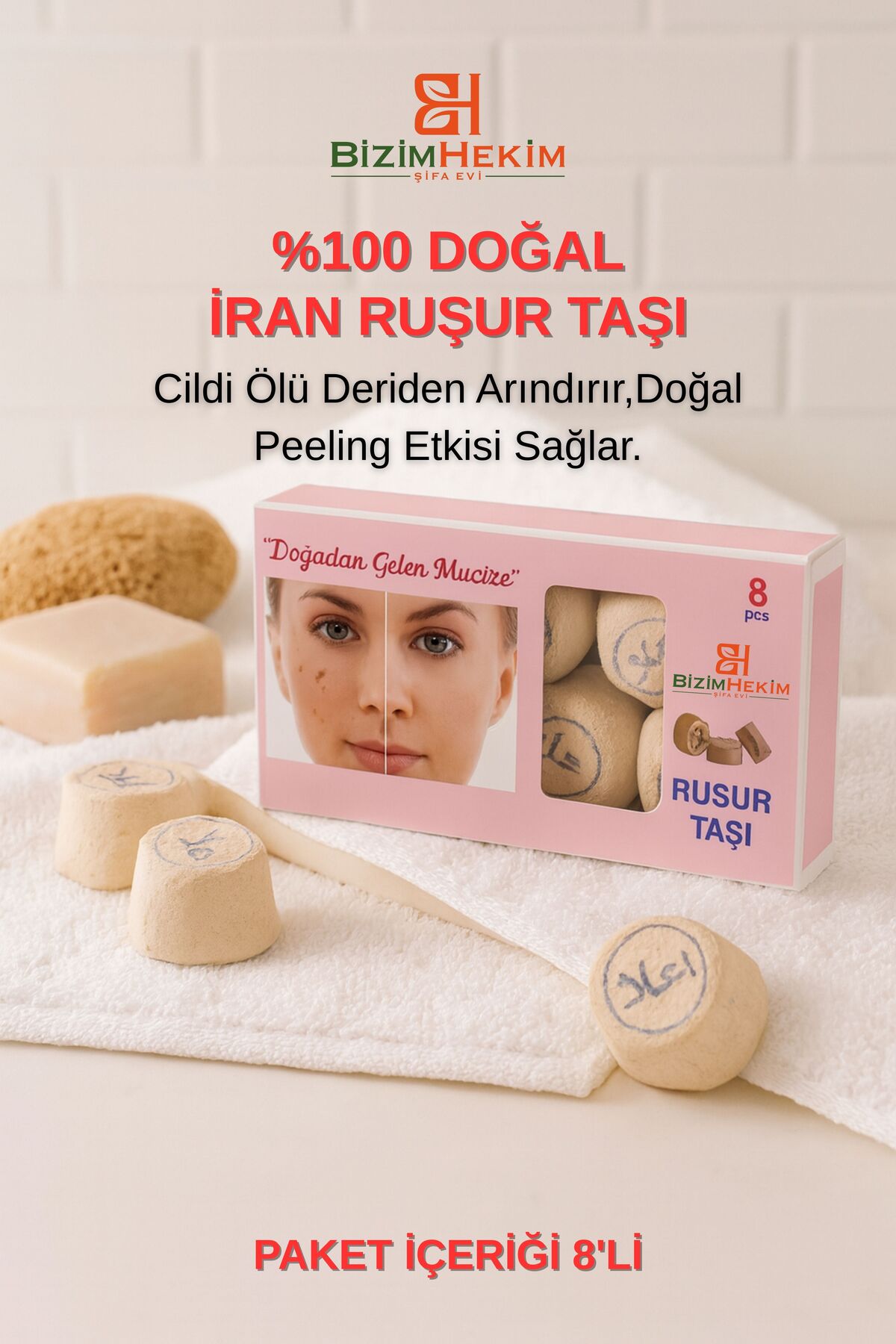 Ruşur Taşı Beyazlatıcı Ölü Derilerden Arındırıcı Yüz Ve Vücut Peelingi 8 Adet (İRAN HAMAM TAŞI)