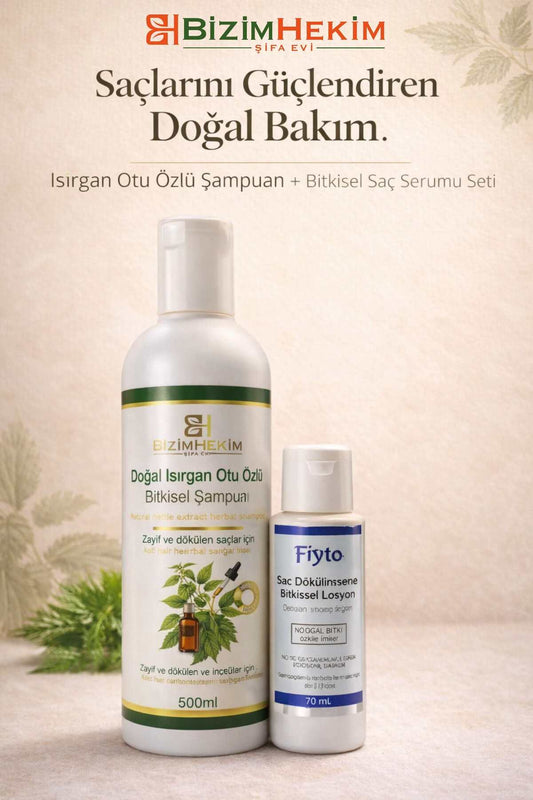BizimHekim Isırgan Otu Özlü Bitkisel Şampuan 500 ml + Hediye Fiyto Bitkisel Saç Losyonu 70 ml