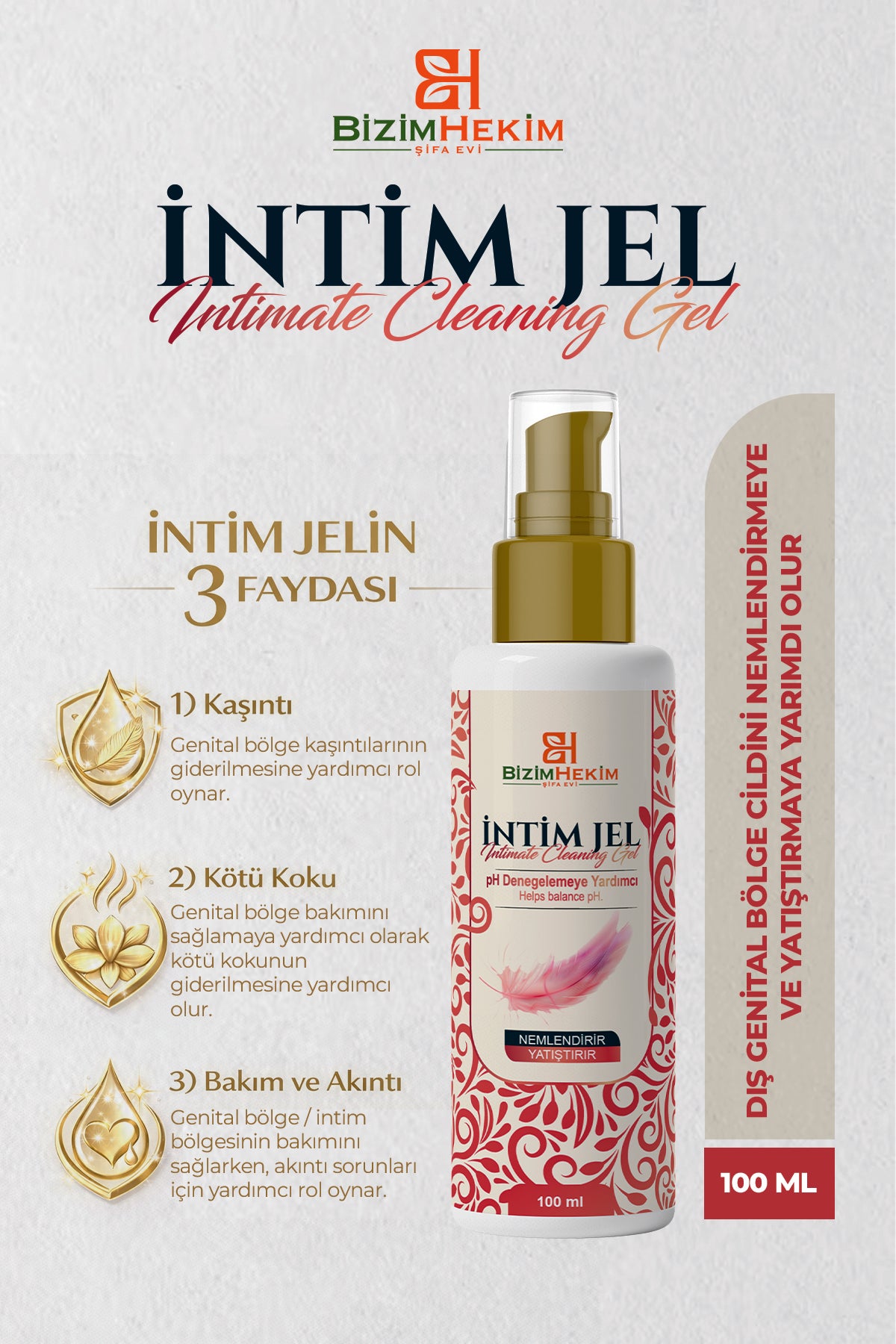 BizimHekim İntim Jel Genital Bölge Temizleme ve Bakım Jeli 100 ml