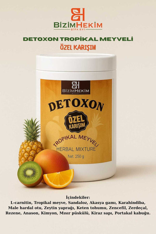 Detoxon Tropikal Meyveli Sağlıklı Yaşam için 17 çeşit bitkisel Detox 250gr