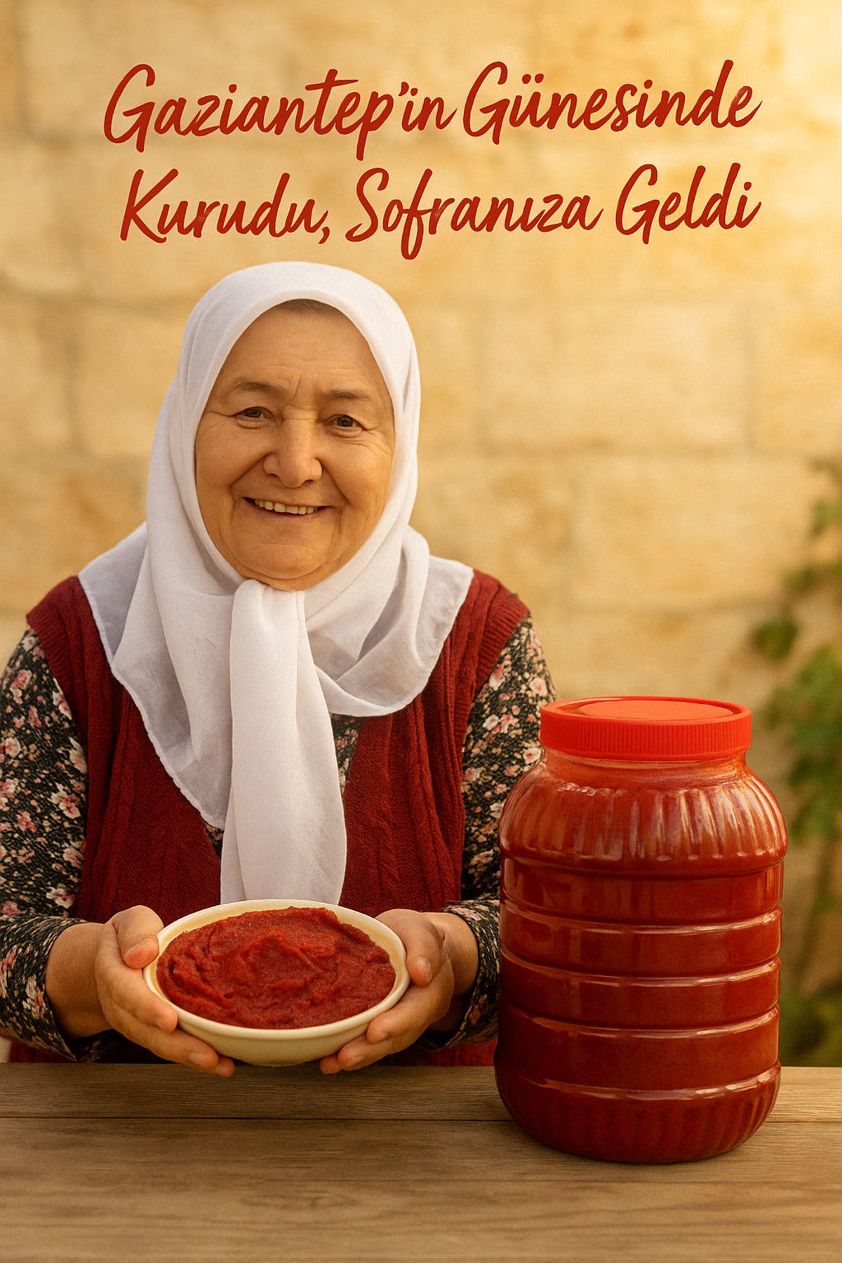 Gaziantep Güneşte Kurutulmuş Tatlı Biber Salçası 5 KG | Ev Yapımı Katkısız Doğal Köy Salçası