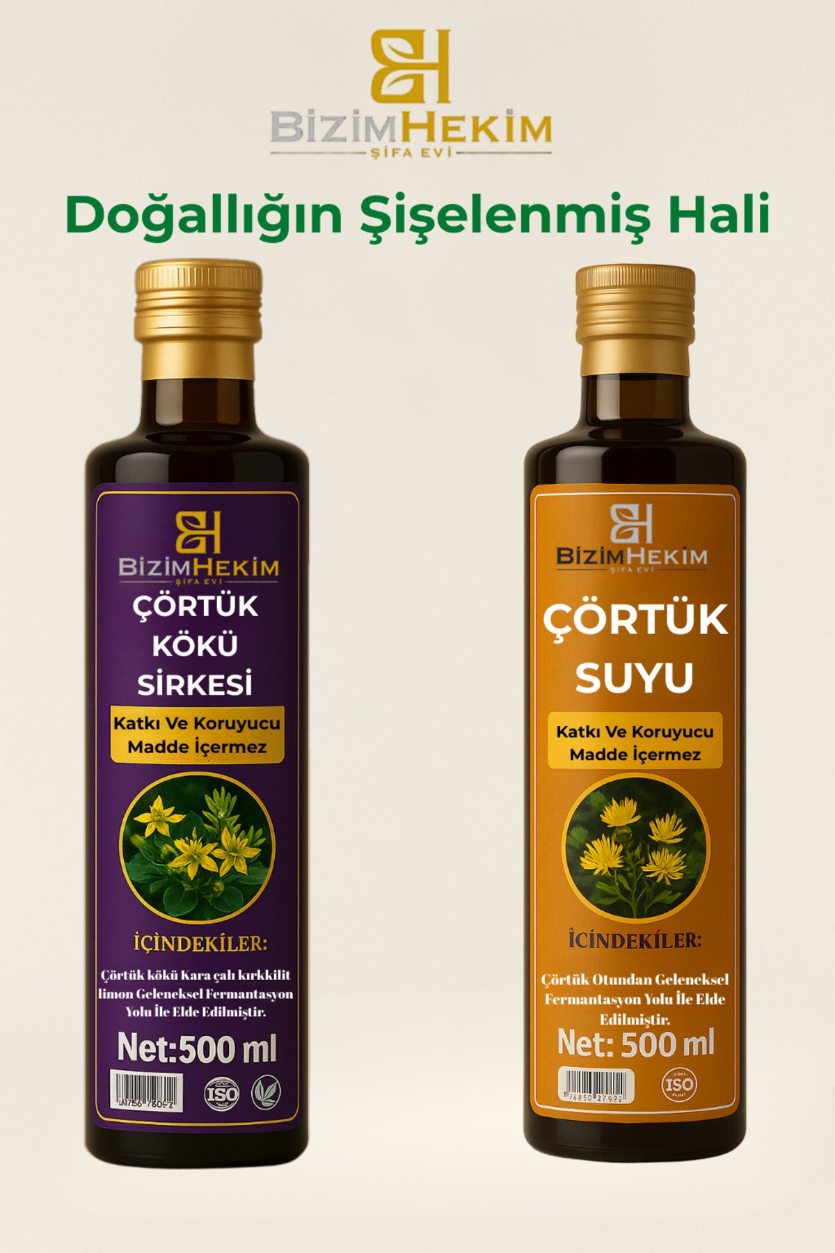 Bitkisel Çörtük Sirkesi & Çörtük Suyu 500 ml–Fermente Destek-Vücut Arınmasına Yardımcı İkili Paket