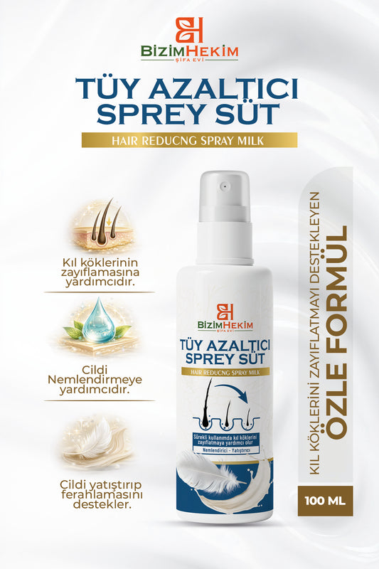 BizimHekim Tüy Azaltıcı & Geciktirici Sprey Süt 100 ml | Cilt Bakım Nemlendirici